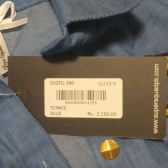 Super squad blue tunic button up with embroidered rose NWT - Picture 4 of 6